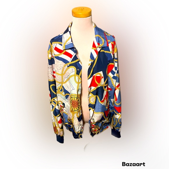 VINTAGE Nautical/ Maps/Flags Rain Jacket - Picture 1 of 8